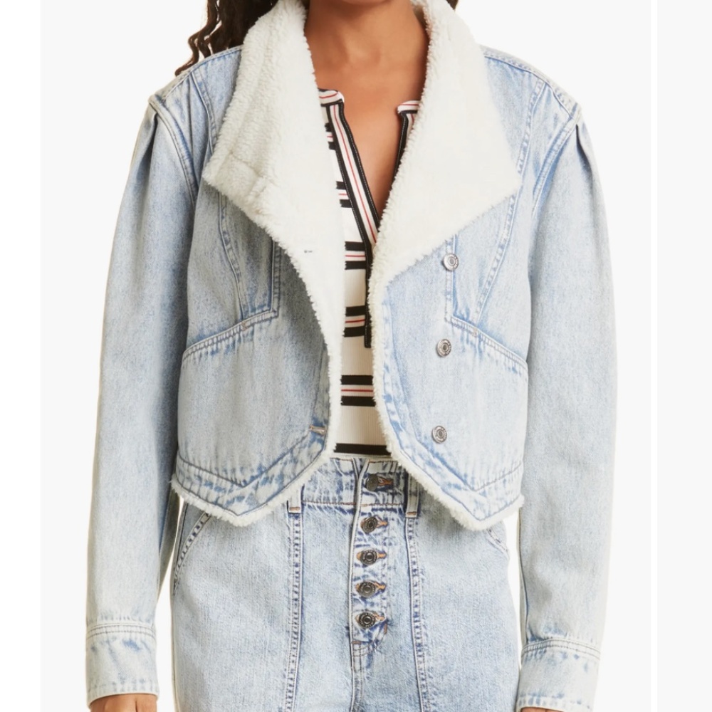 NWT $428 VERONICA BEARD Neena Fleece Lined Denim Jacket in XL and L!